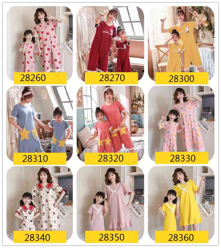 Nightdresses summer short-sleeved parent-child one-piece pajamas Suit on sale 11