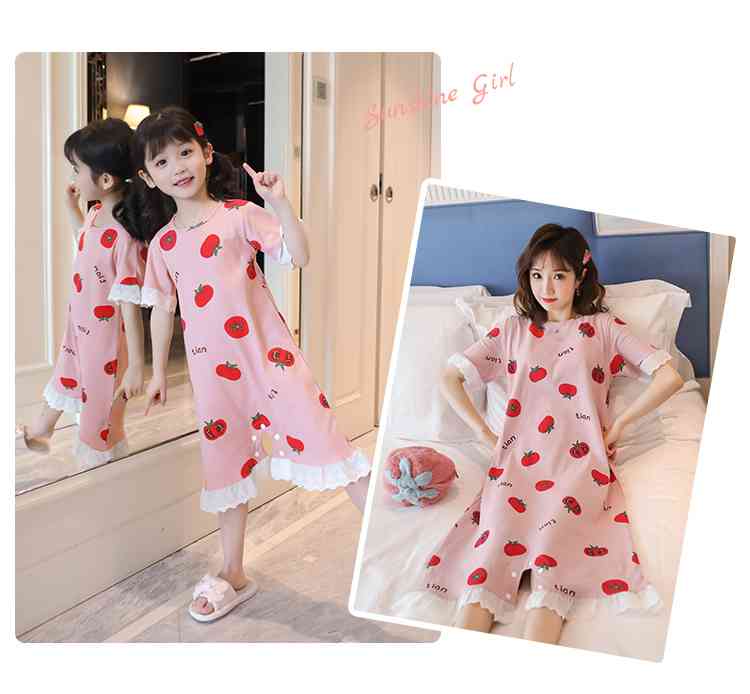 Nightdresses summer short-sleeved parent-child one-piece pajamas Suit on sale 1