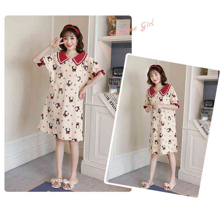 Nightdresses summer short-sleeved parent-child one-piece pajamas Suit on sale 3