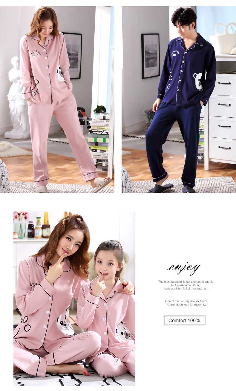 Spring and autumn long-sleeved cotton parent-child family wear home service suit on sale 6