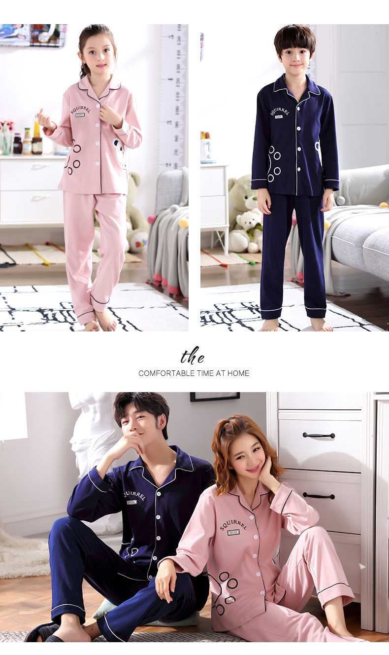 Spring and autumn long-sleeved cotton parent-child family wear home service suit on sale 4