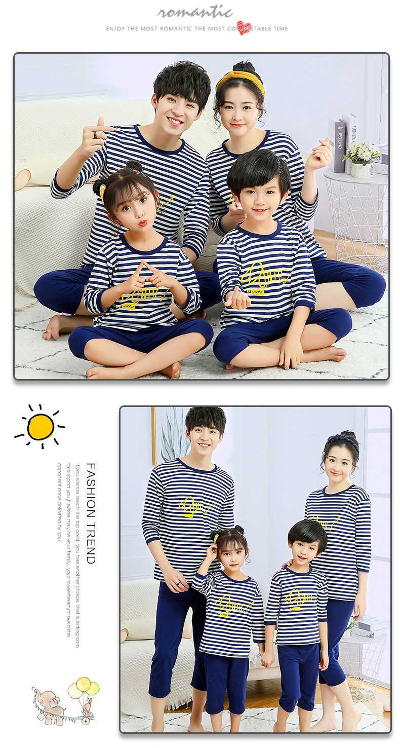 Three-quarter sleeve casual parent-child clothing cotton pajamas suit can be worn outside on sale 2