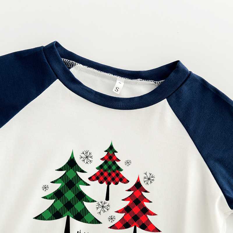 European and American parent-child Christmas tree letter printing family pajamas on sale 7