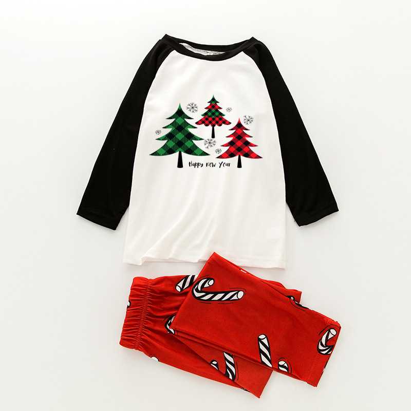European and American parent-child Christmas tree letter printing family pajamas on sale 8