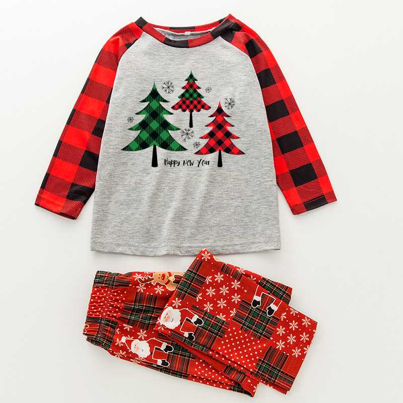 European and American parent-child Christmas tree letter printing family pajamas on sale 5