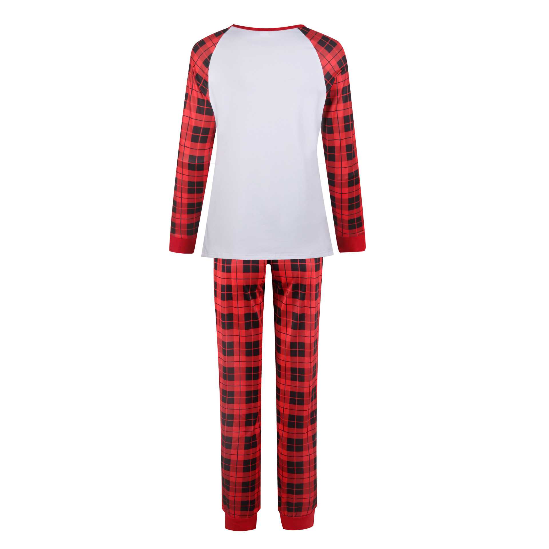 Christmas parent-child Winter plus velvet warmth round neck print family suit pajamas on sale 9