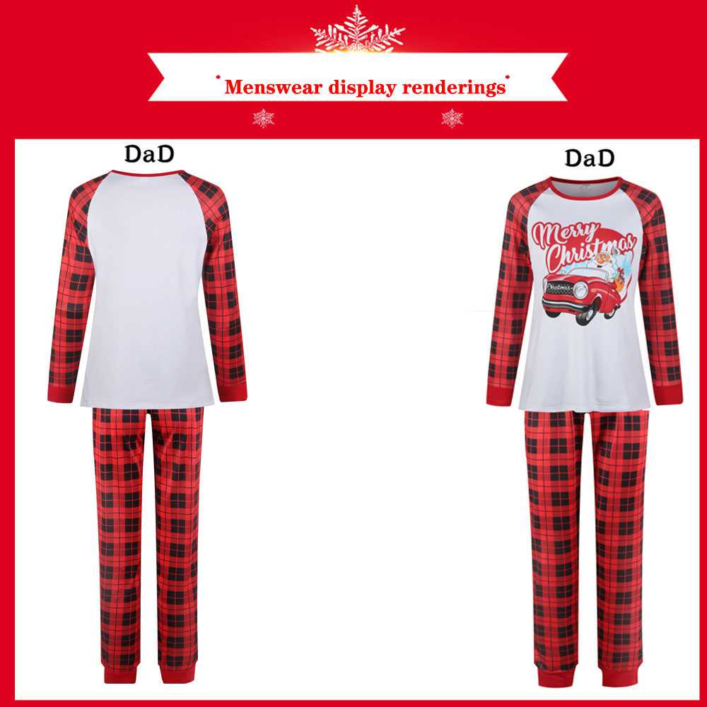 Christmas parent-child Winter plus velvet warmth round neck print family suit pajamas on sale 11
