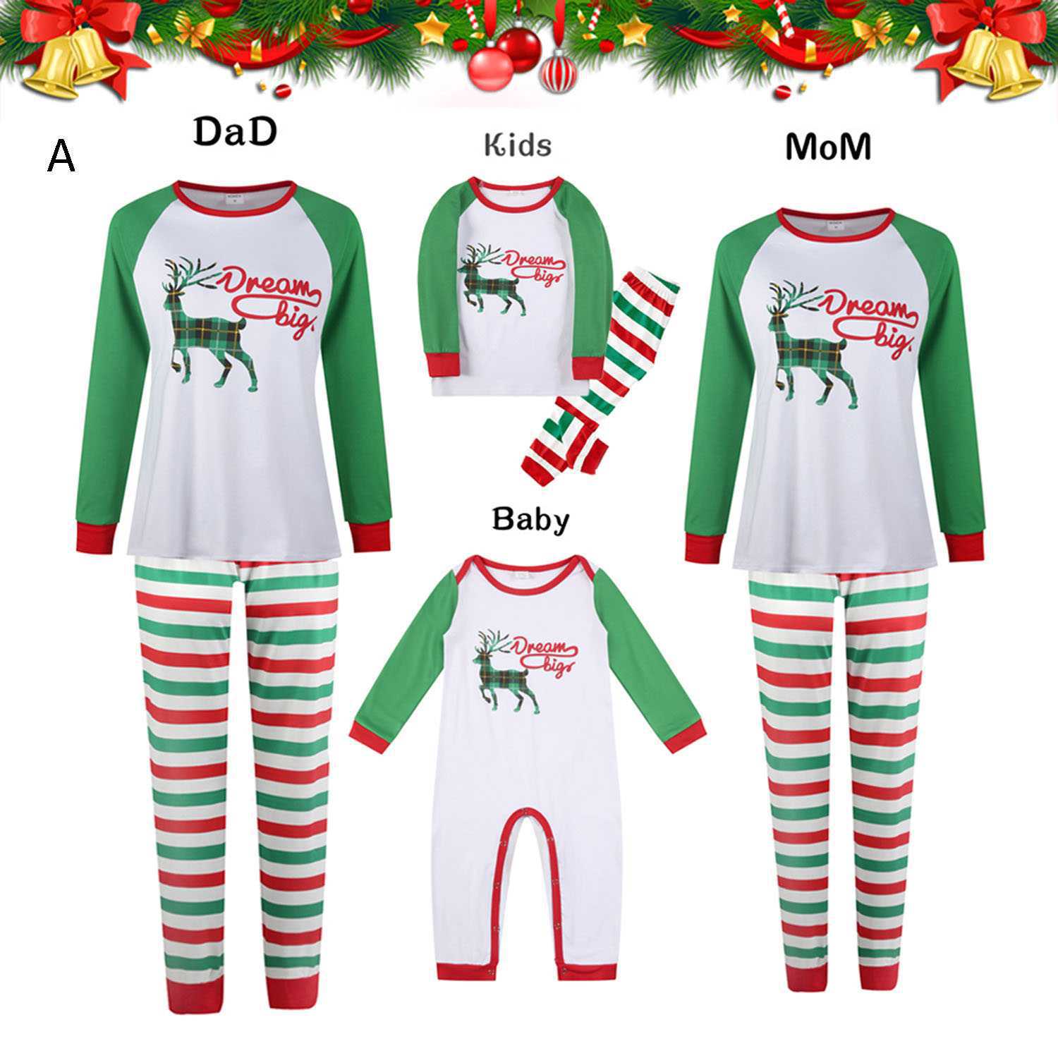 Christmas parent-child Winter plus velvet warmth round neck print family suit pajamas on sale 13