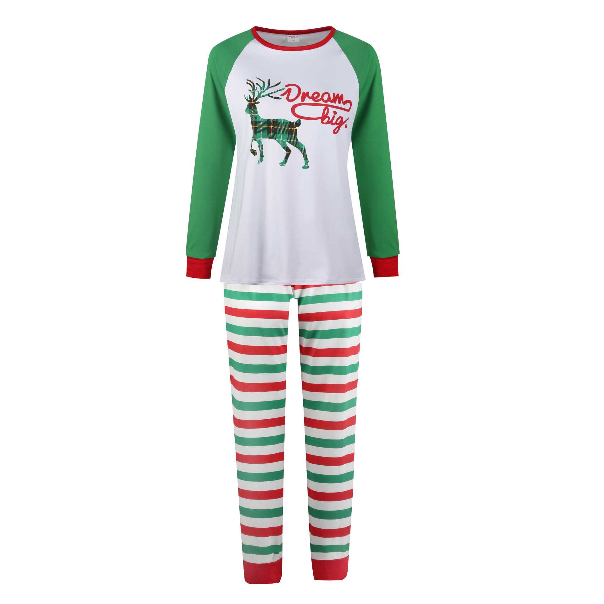 Christmas parent-child Winter plus velvet warmth round neck print family suit pajamas on sale 14