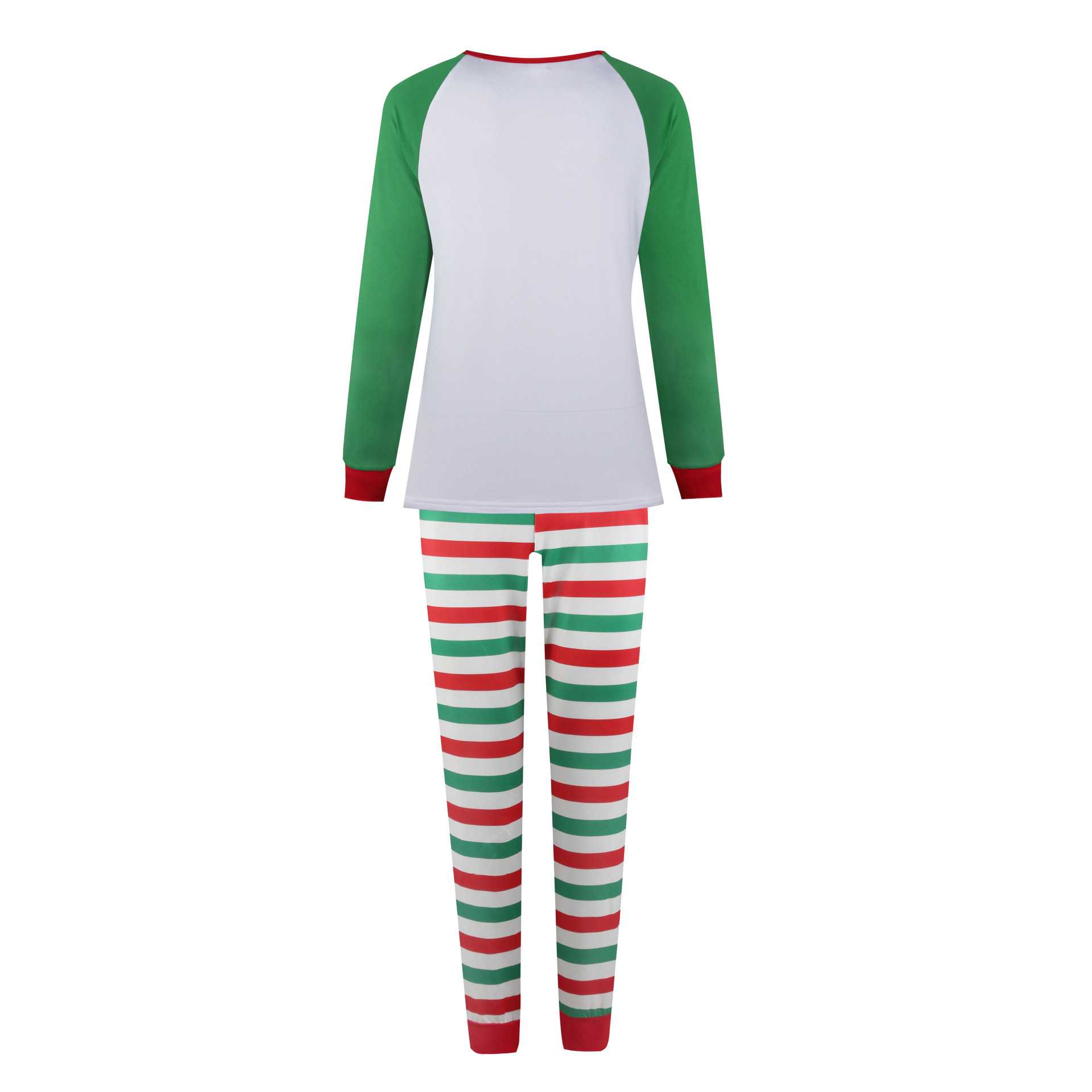 Christmas parent-child Winter plus velvet warmth round neck print family suit pajamas on sale 15