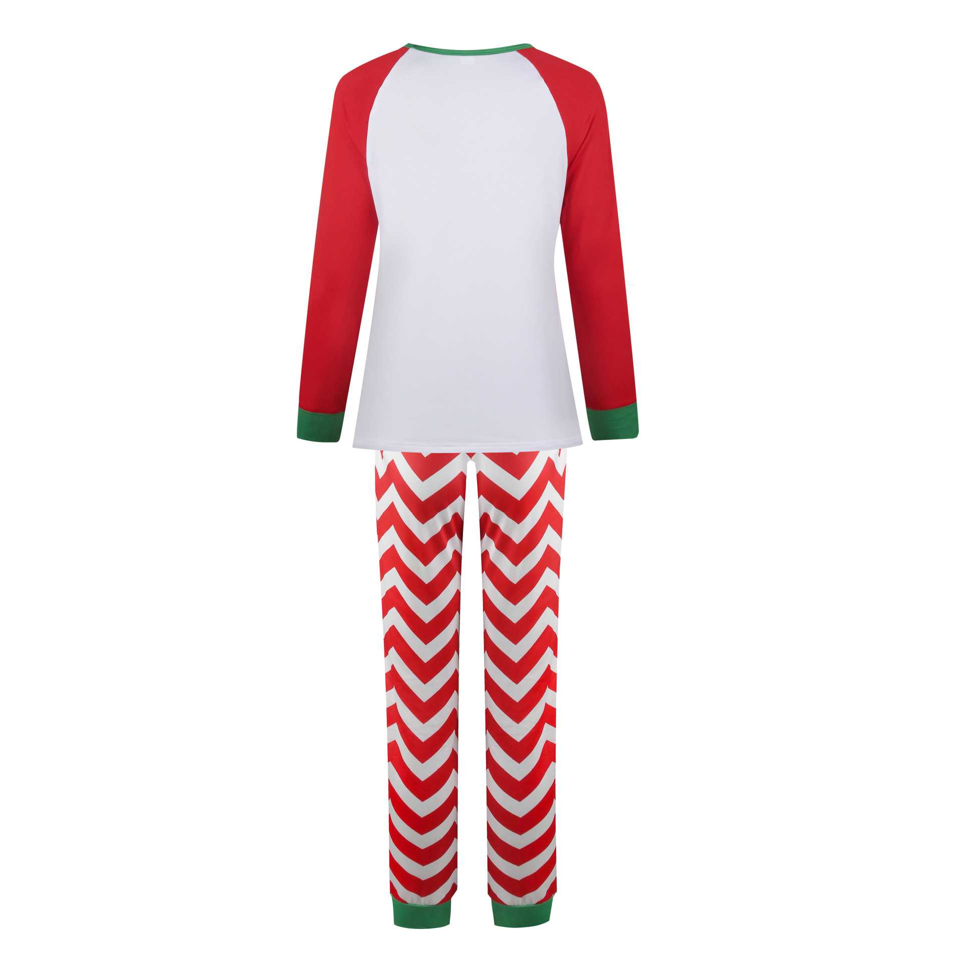 Christmas parent-child Winter plus velvet warmth round neck print family suit pajamas on sale 19
