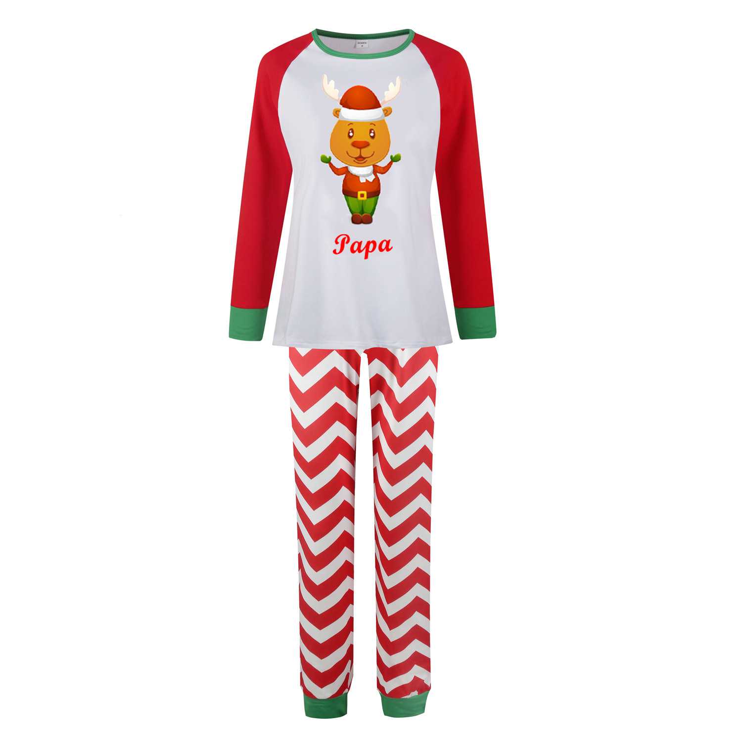 Christmas parent-child Winter plus velvet warmth round neck print family suit pajamas on sale 29