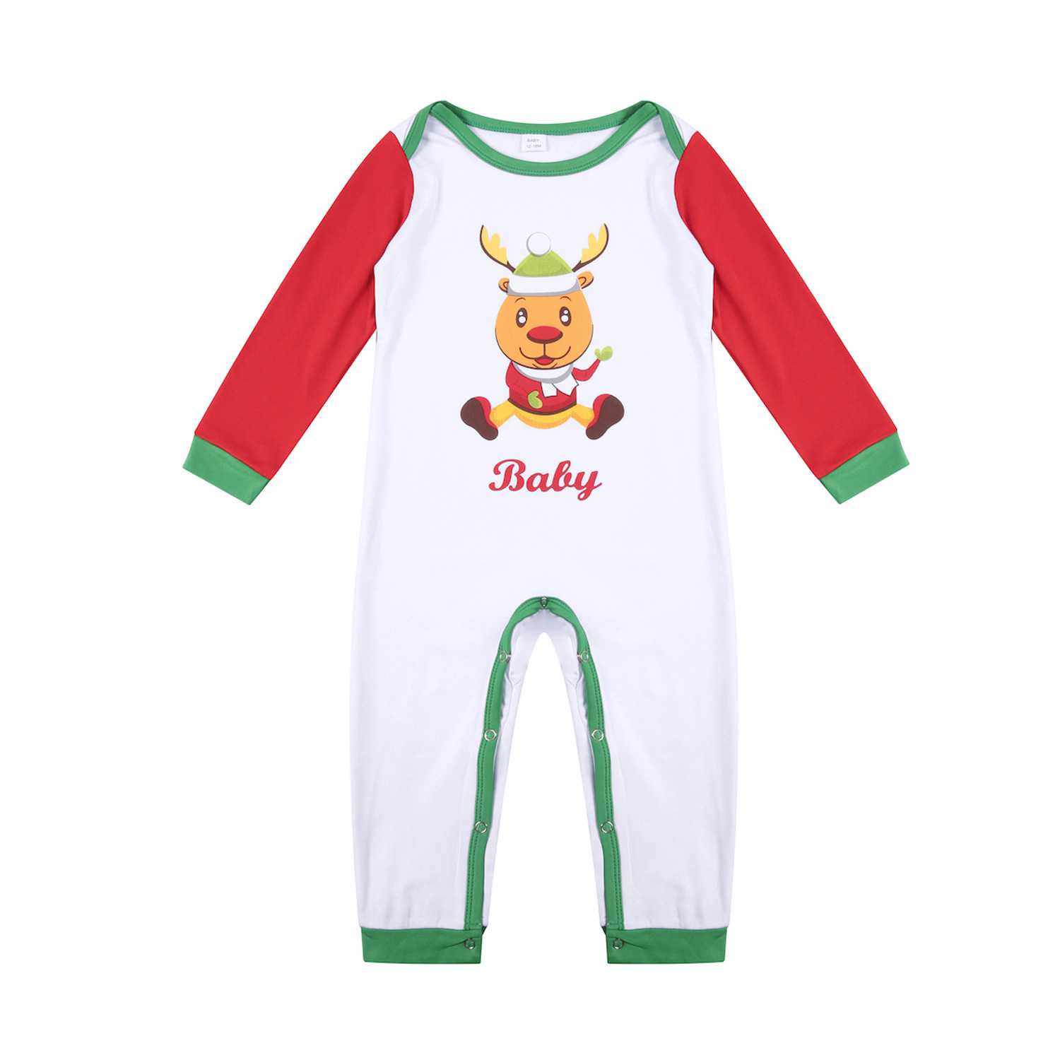 Christmas parent-child Winter plus velvet warmth round neck print family suit pajamas on sale 3
