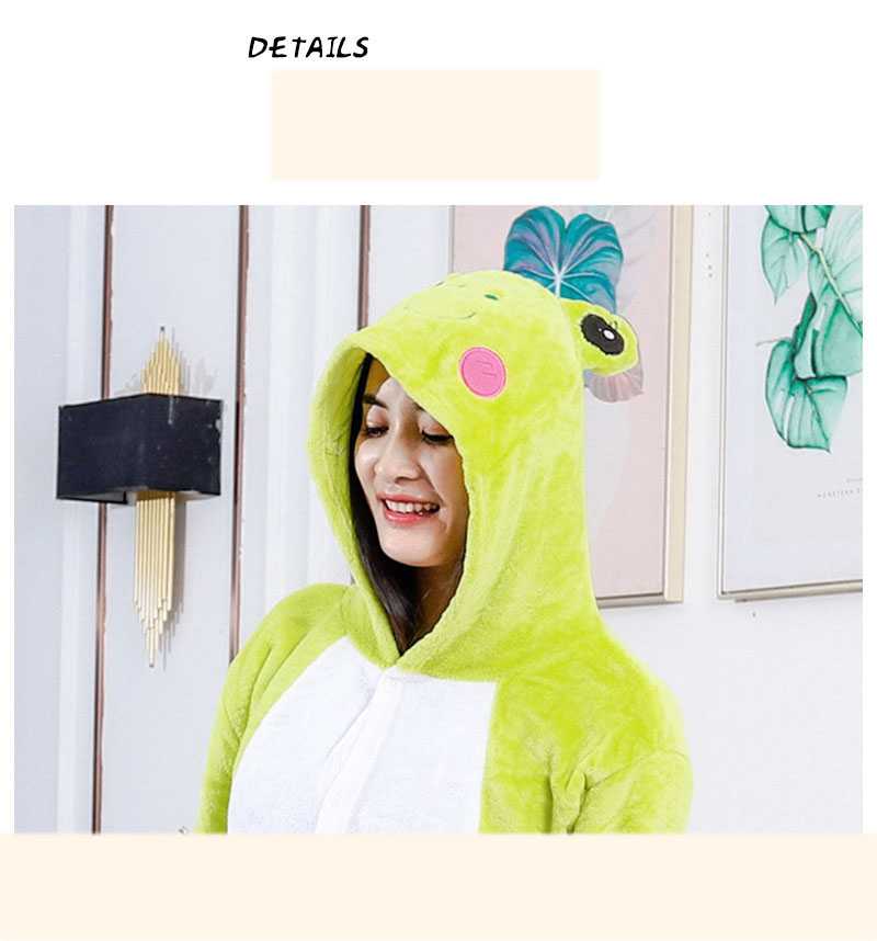 Winter Cartoon parent-child family one-piece frog cute green home clothes pajamas on sale 4
