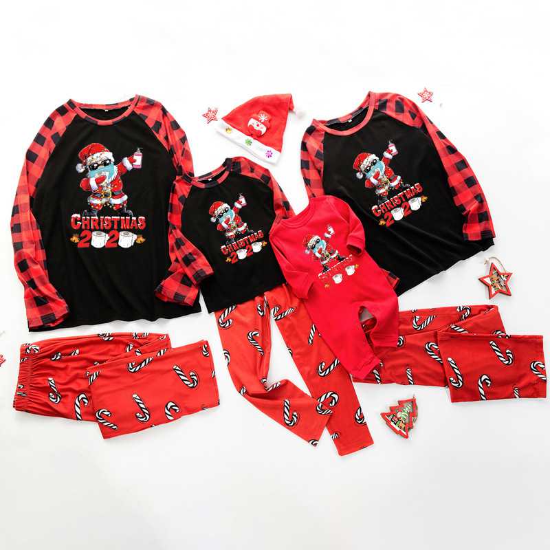 Christmas gift letter printing epidemic element family matching pajamas set on sale 6