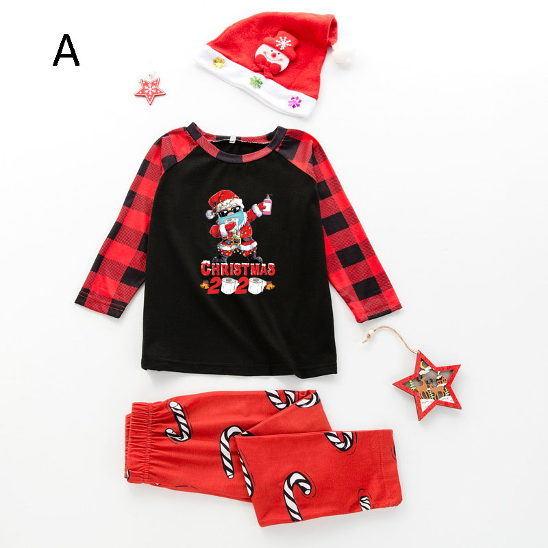 Christmas gift letter printing epidemic element family matching pajamas set on sale 2