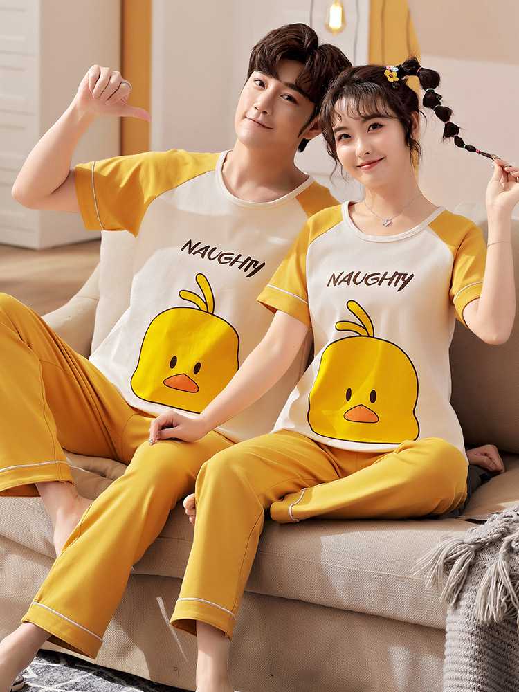 Spring short-sleeved trousers mother and daughter parent-child pure cotton pajamas suit on sale 13