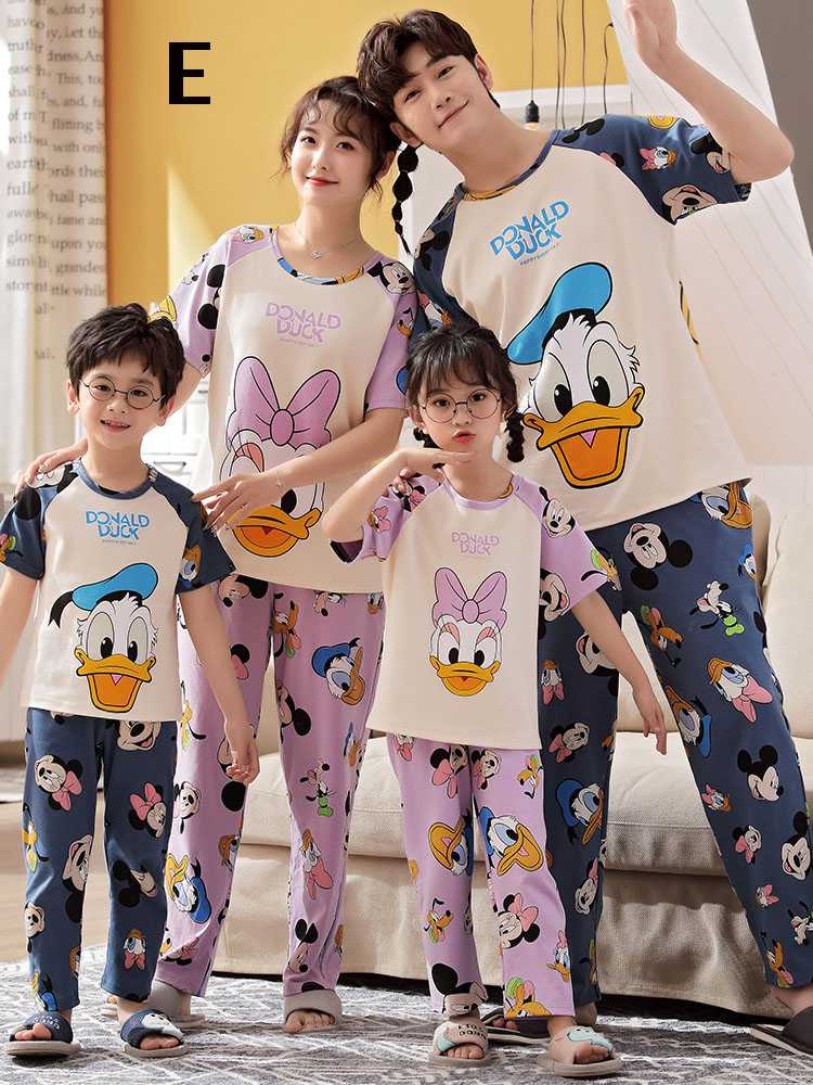 Spring short-sleeved trousers mother and daughter parent-child pure cotton pajamas suit on sale 35
