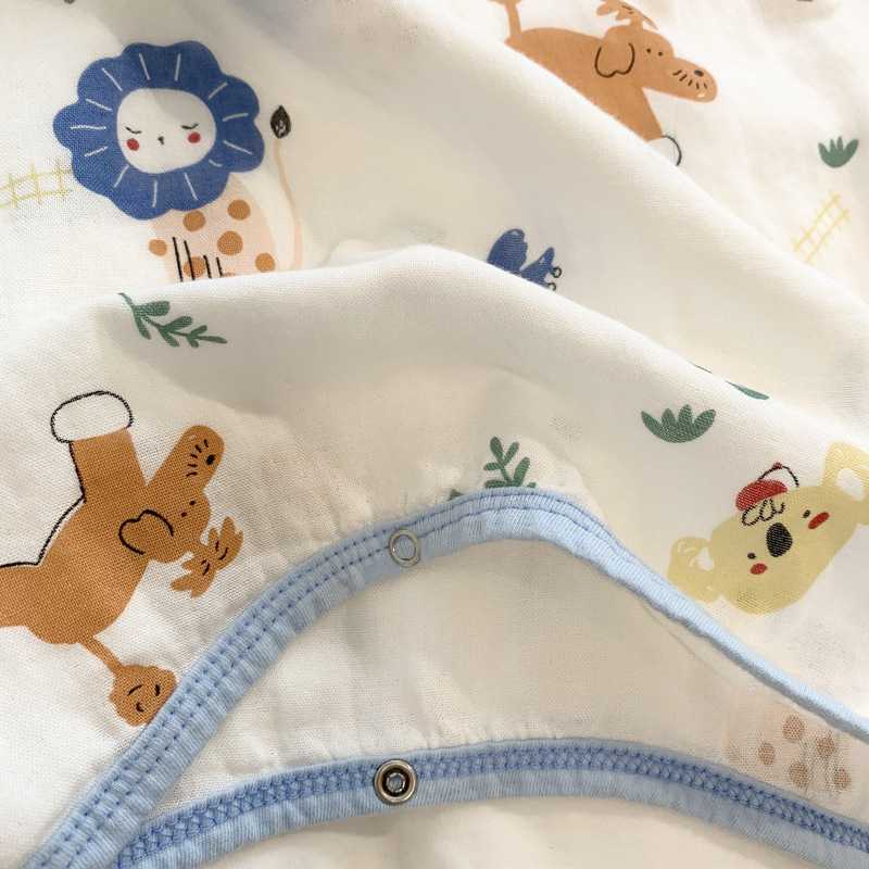 Bamboo Short Sleeve Cartoon Pajamas Sets Light Gauze Anti Kick Parent-Child Clothes on sale 2