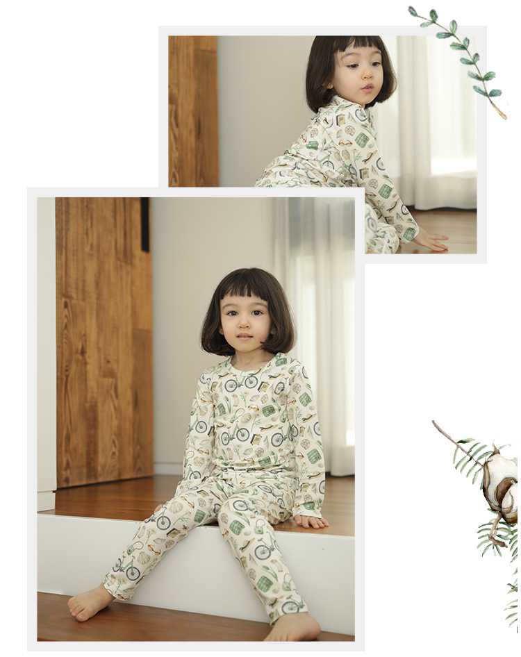 Bamboo Knitting Cartoon Parent-Child Long Sleeved Shirt And Trousers Suits on sale 10