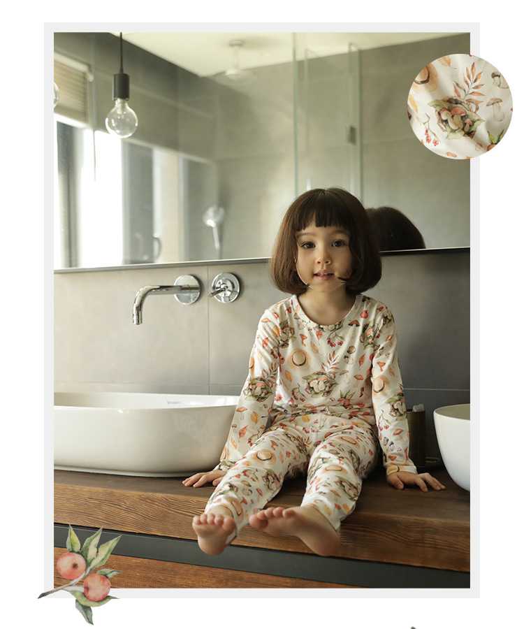 Bamboo Knitting Cartoon Parent-Child Long Sleeved Shirt And Trousers Suits on sale 13