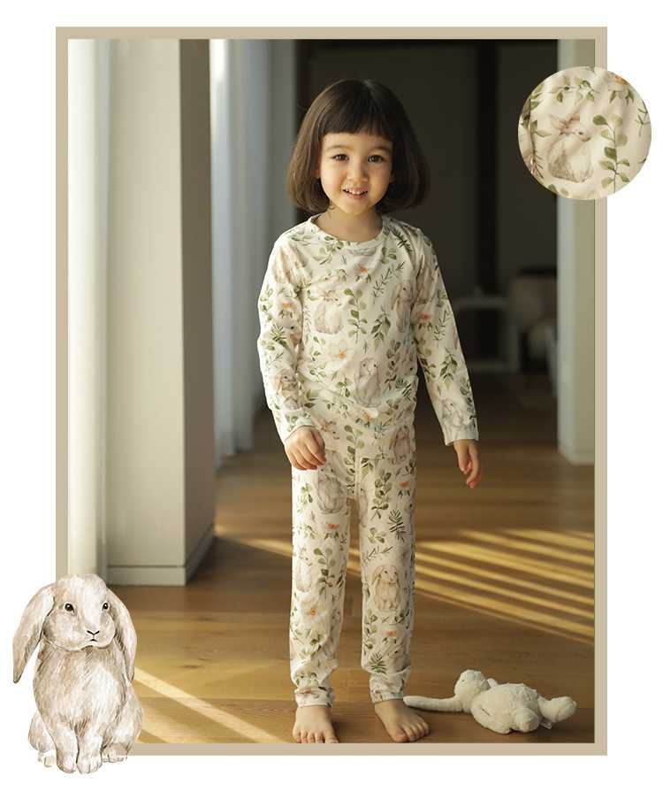 Bamboo Knitting Cartoon Parent-Child Long Sleeved Shirt And Trousers Suits on sale 15