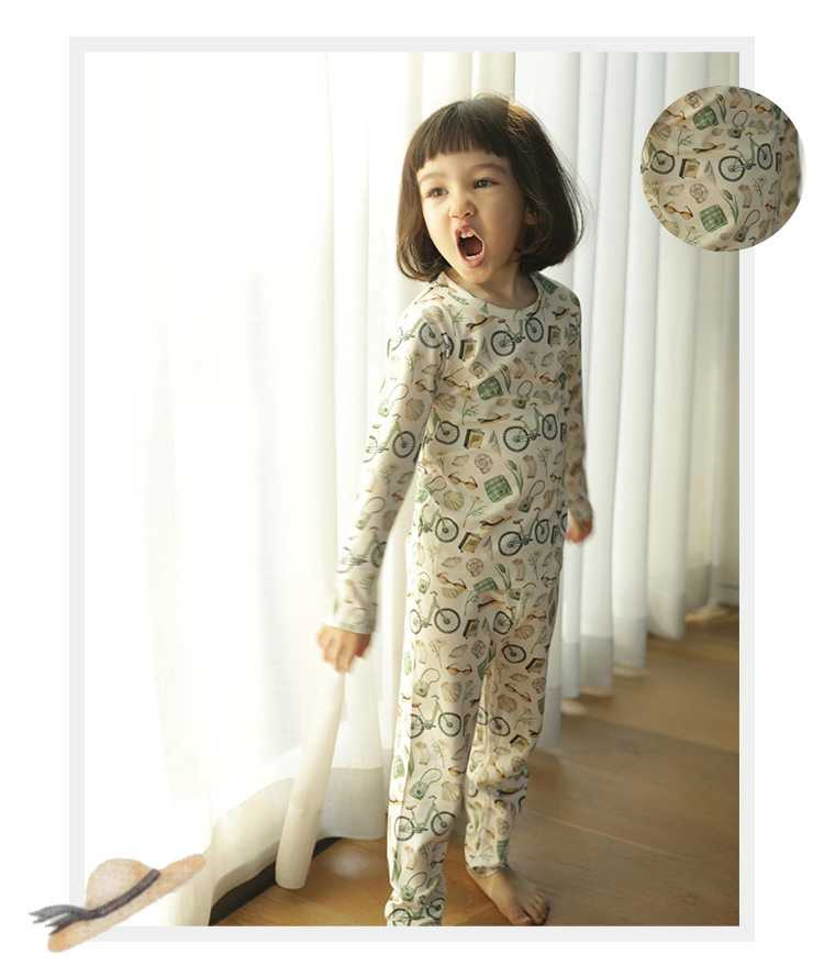 Bamboo Knitting Cartoon Parent-Child Long Sleeved Shirt And Trousers Suits on sale 17