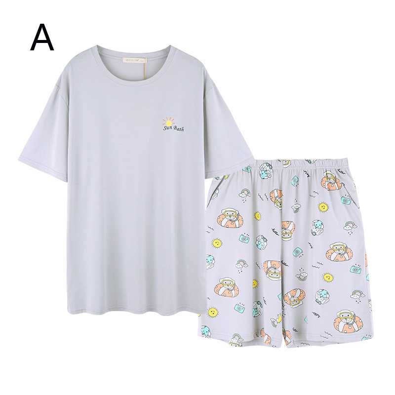 Loose Comfortable Summer Printed Short Sleeved Mens Pajama Suit Can Be Worn Outside on sale 6