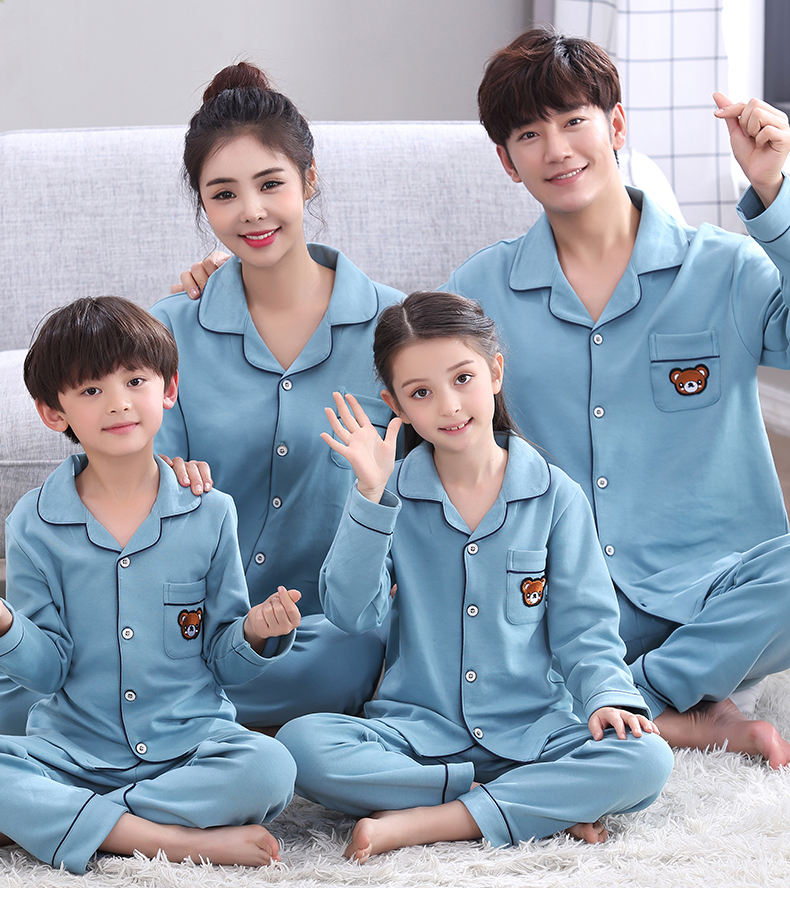 Autumn parent-child pajamas family dress, cotton long sleeved home clothes