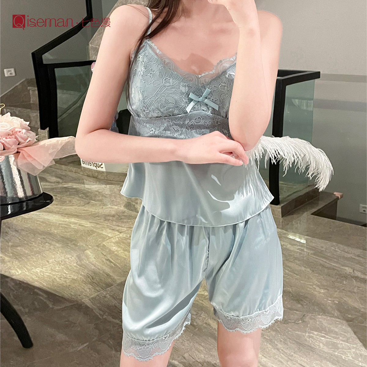 Women's Ice Silk Camisole Pajama Set - Sexy and Comfortable Summer Loungewear